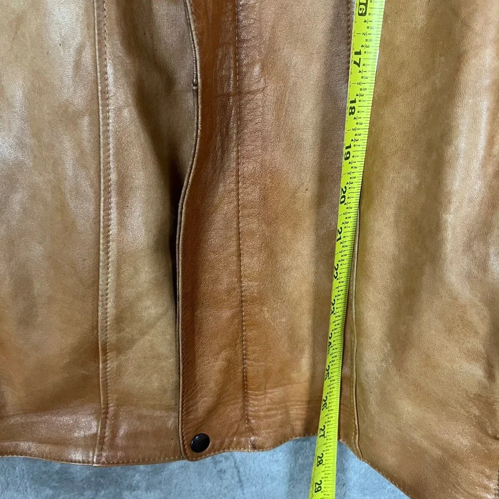 Vintage Vera Pelle Leather Bomber Jacket Mens‎ 52 Made In Italy Viscose Wool